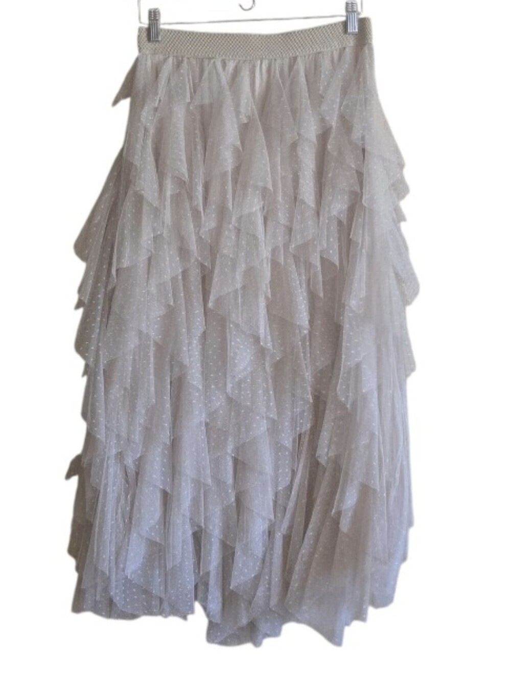 By Anthropologie The Cheri Ruffled Tulle Tiered Layered Midi Skirt
